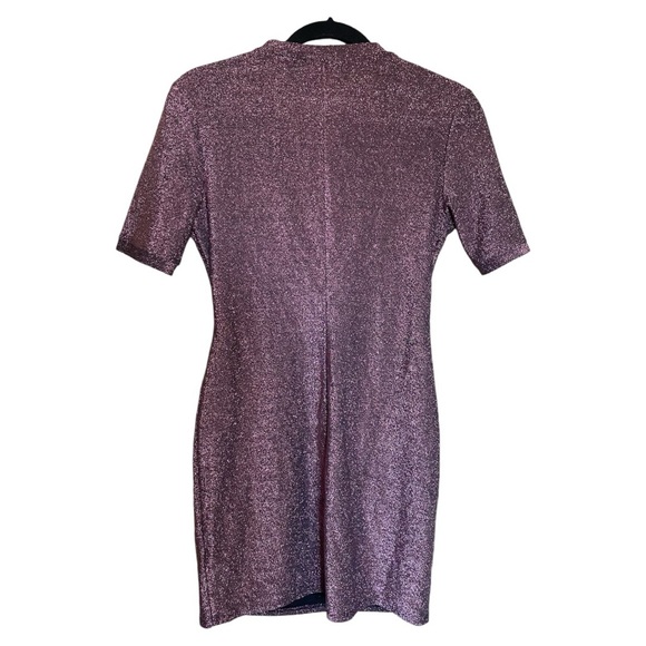 TOPSHOP Festive Pink Sparkly glitter Stretchy T-shirt Dress Size 8 - Picture 2 of 3